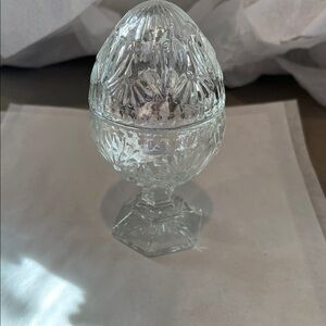 Elegant Clear Glass Egg Trinket Box Avon